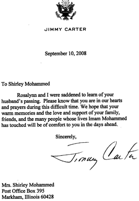 Letter from President Carter